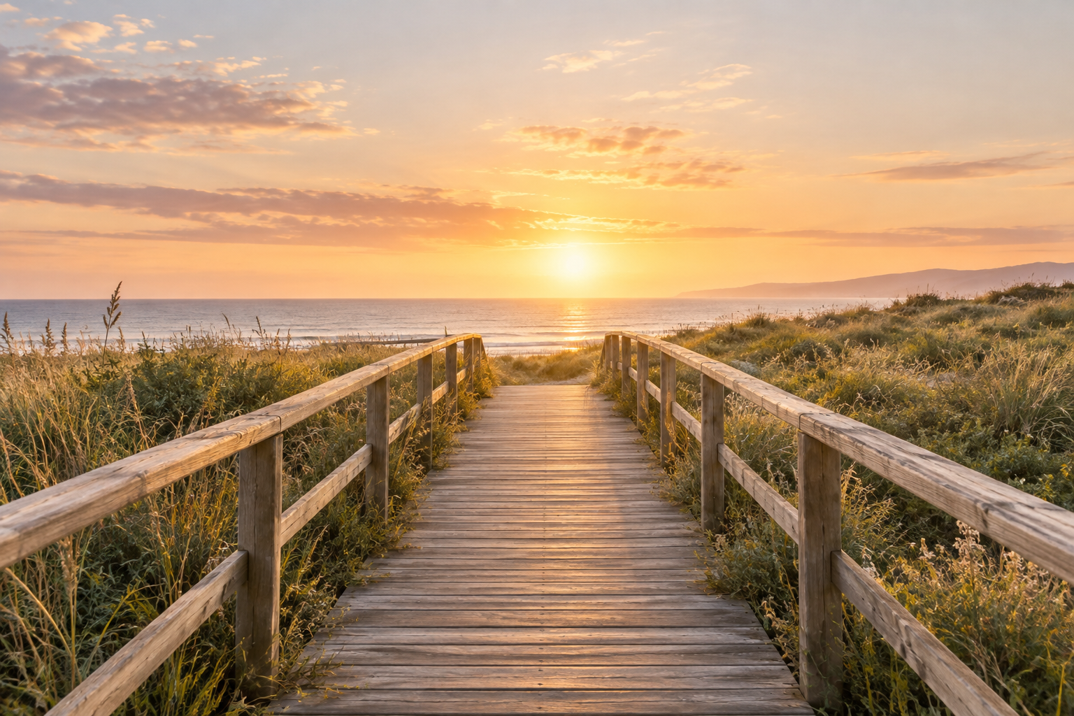 Camino seguro y despejado que conduce hacia la luz del amanecer