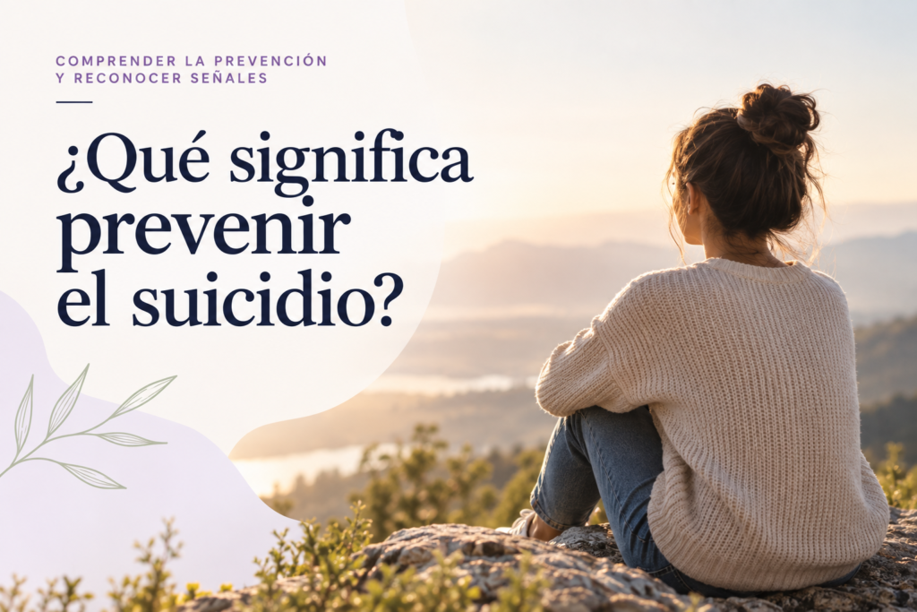 Persona reflexionando al aire libre en un recurso sobre prevención del suicidio
